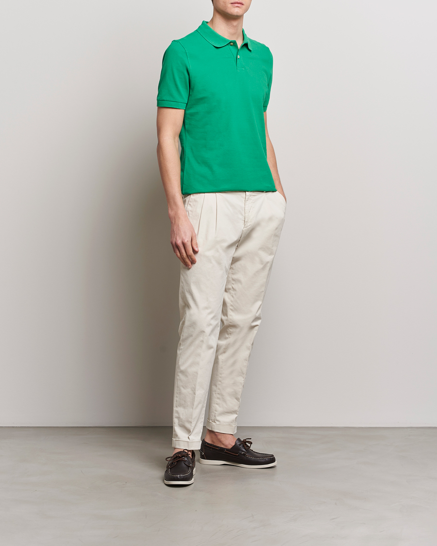 Men | Polo Shirts | Stenströms | Organic Cotton Piquet Polo Shirt Green
