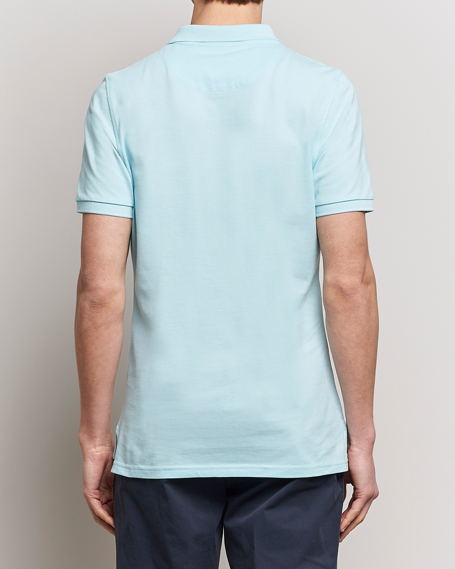 Men | Polo Shirts | Stenströms | Organic Cotton Piquet Polo Shirt Aqua Blue