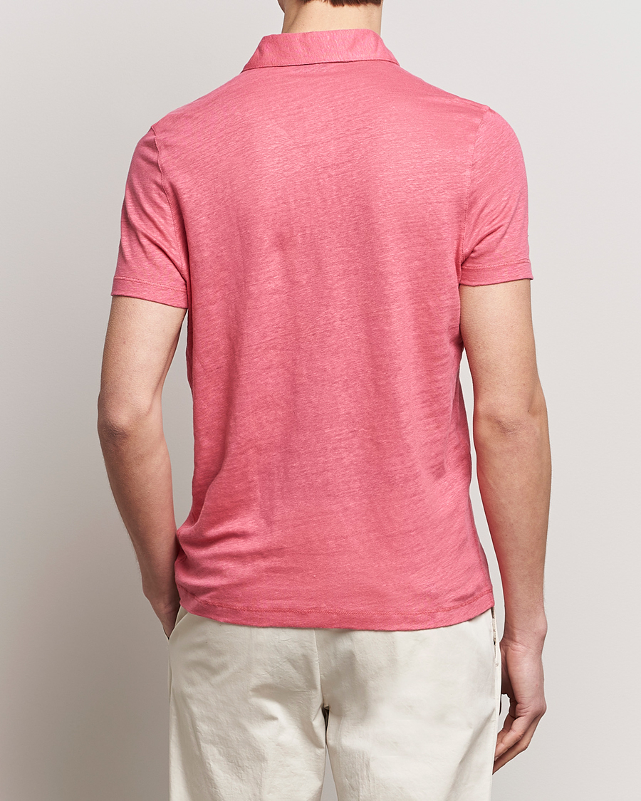 Men | Polo Shirts | Stenströms | Linen Polo Shirt Rasperry