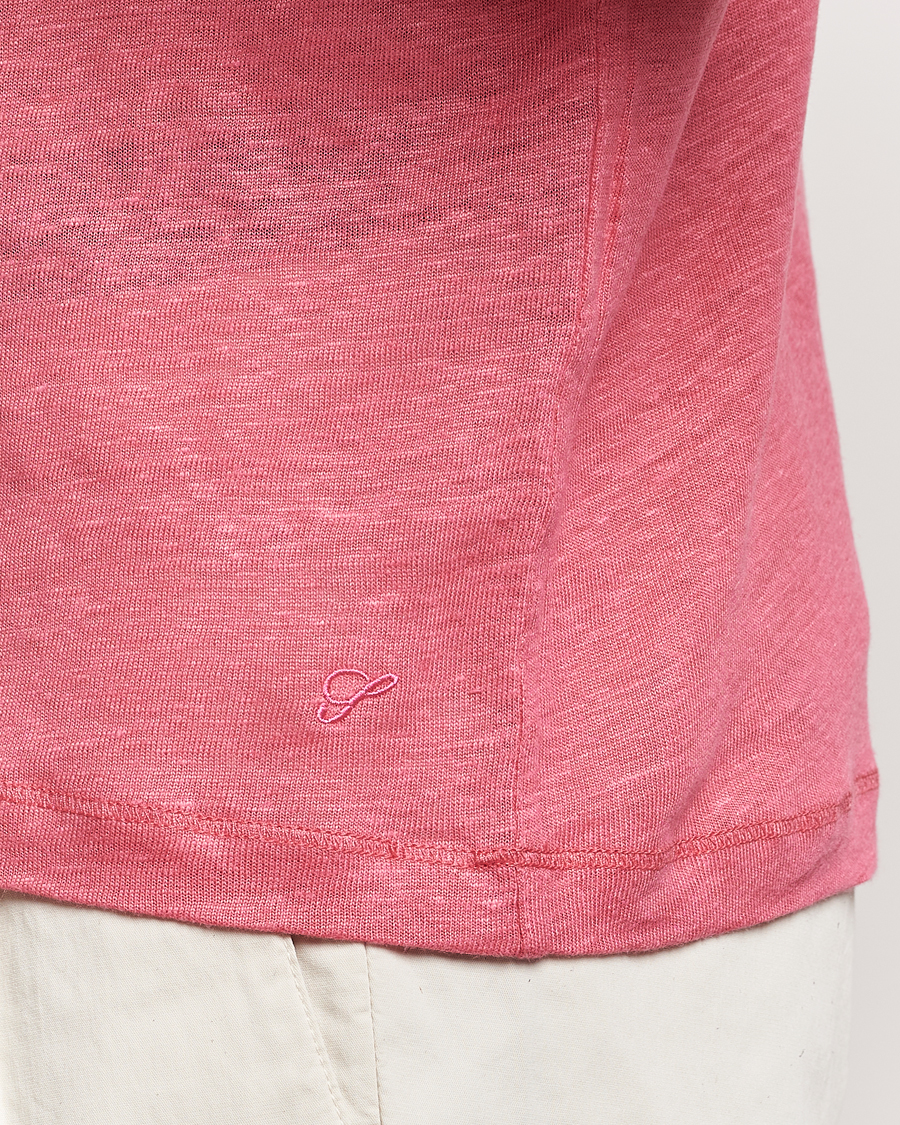 Men | Polo Shirts | Stenströms | Linen Polo Shirt Rasperry