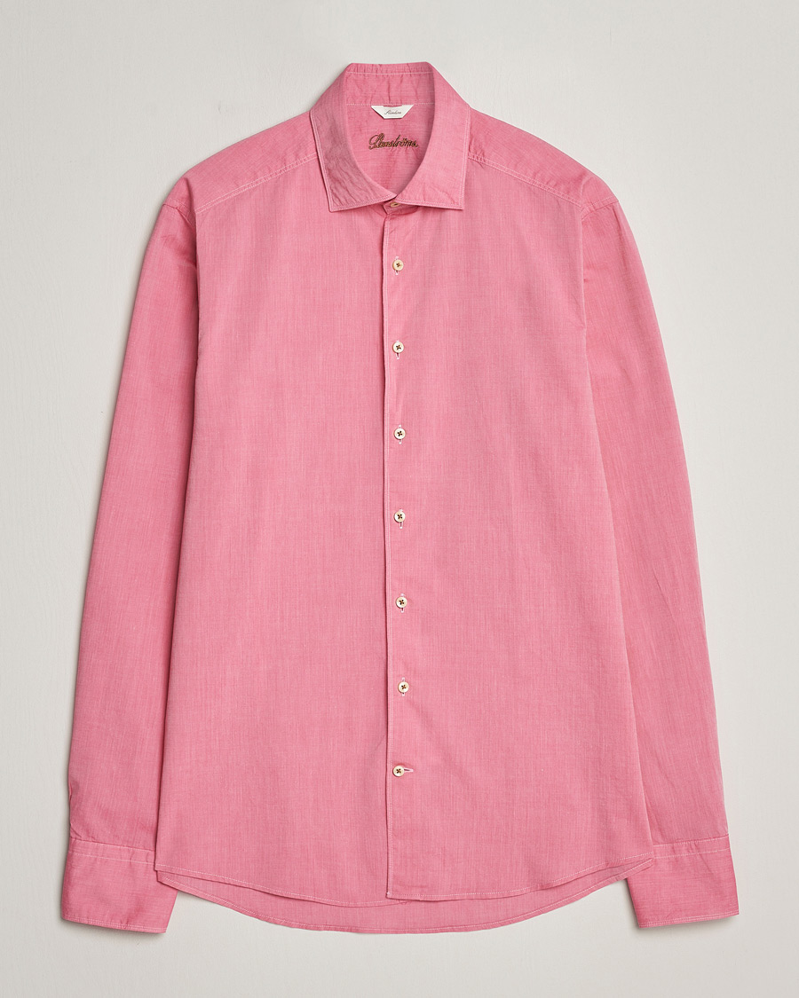 Men | Shirts | Stenströms | Slimline Washed Summer Poplin Shirt Rasperry