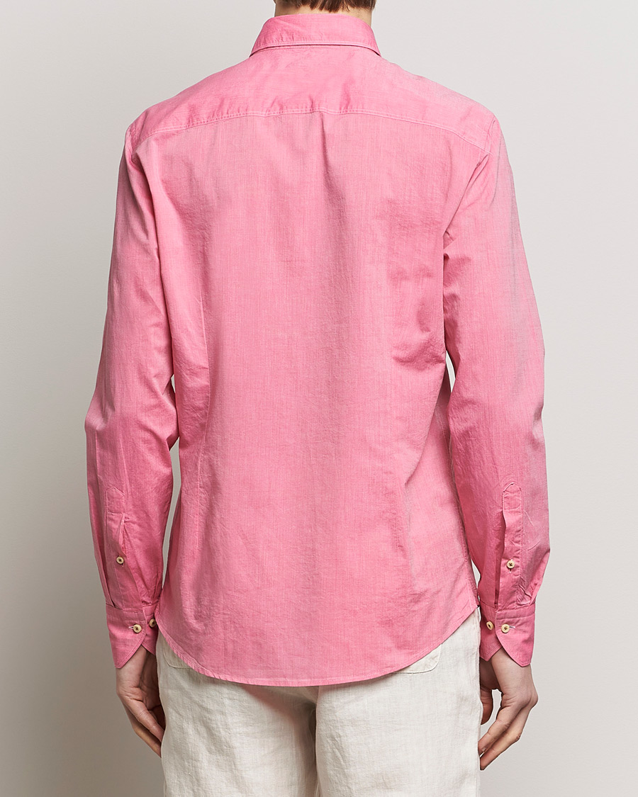 Men | Shirts | Stenströms | Slimline Washed Summer Poplin Shirt Rasperry