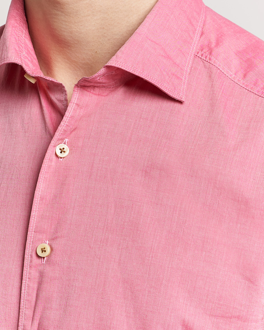 Men | Shirts | Stenströms | Slimline Washed Summer Poplin Shirt Rasperry