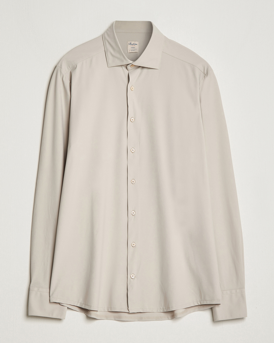Men | Shirts | Stenströms | Slimline Cut Away 4-Way Stretch Shirt Clay