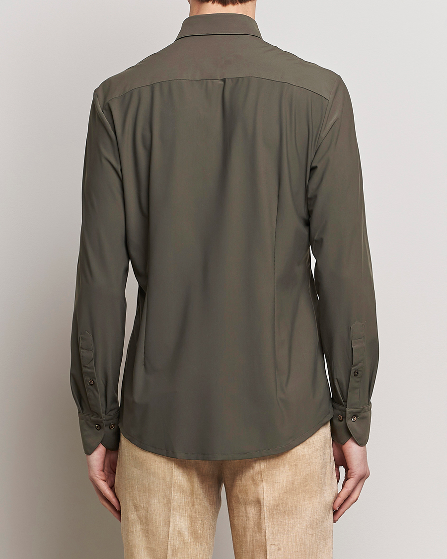 Men | Shirts | Stenströms | Slimline Cut Away 4-Way Stretch Shirt Dark Green