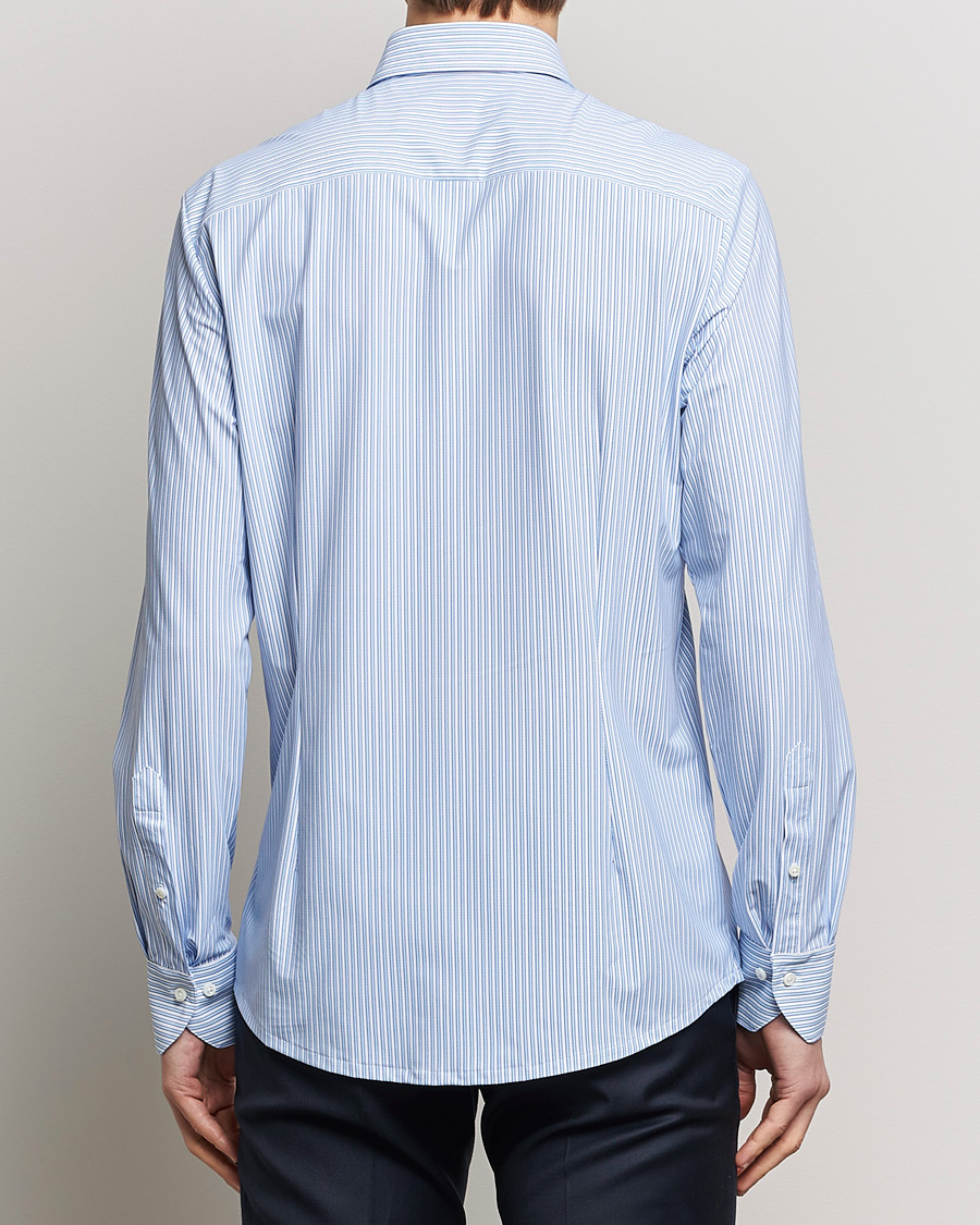 Men | Shirts | Stenströms | Slimline Striped Cut Away 4-Way Stretch Shirt Blue