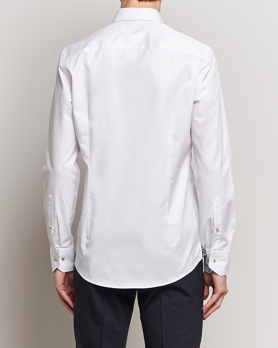 Men | Shirts | Stenströms | Slimline Cut Away Circle Contrast Shirt White