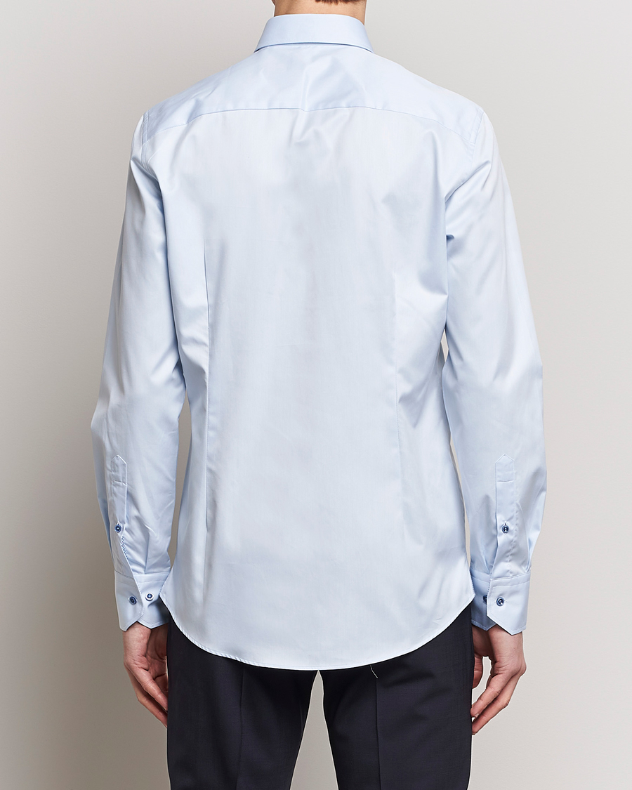 Men | Shirts | Stenströms | Slimline Cut Away Print Contrast Shirt Light Blue