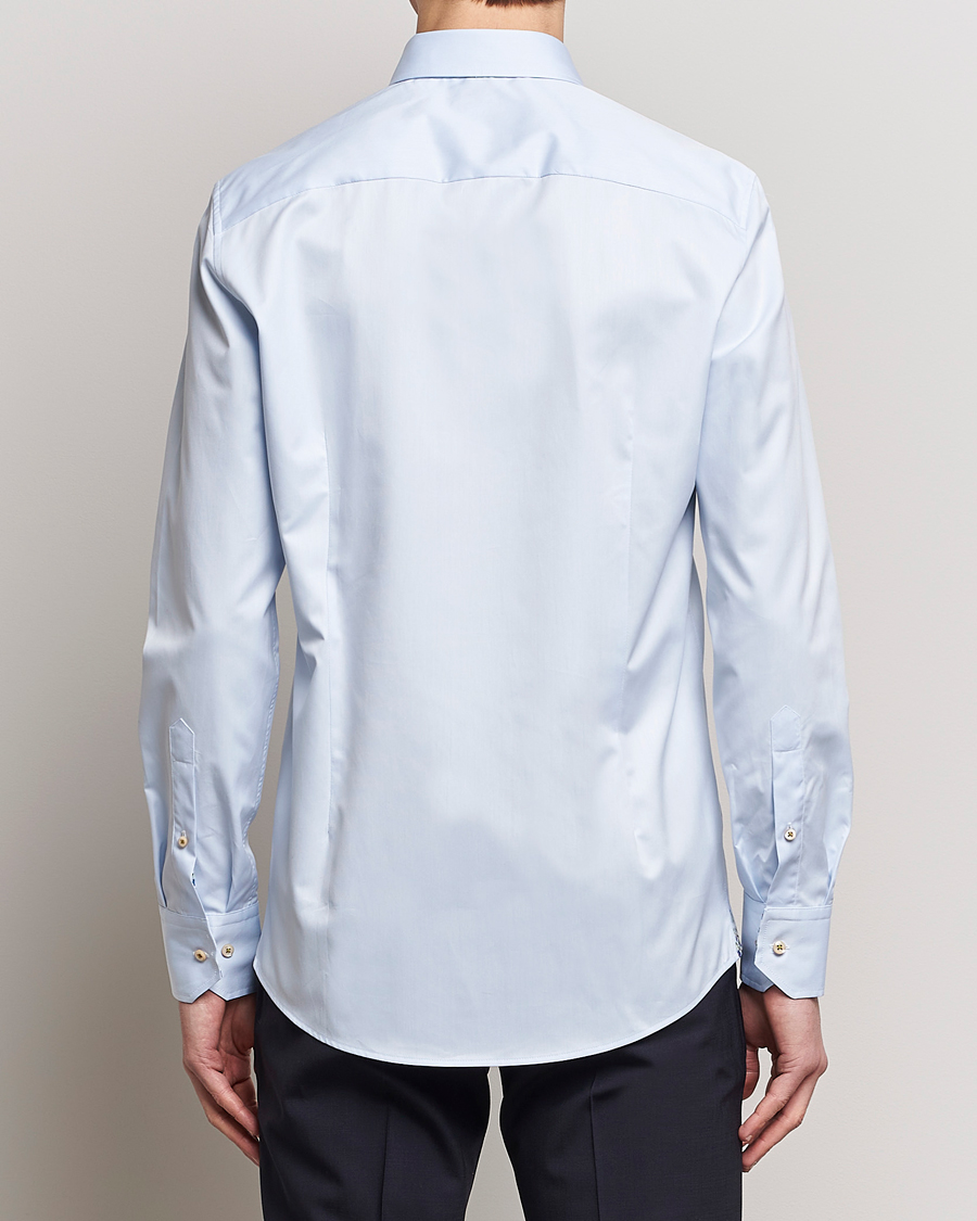 Men | Shirts | Stenströms | Slimline Cut Away Flower Contrast Shirt Light Blue