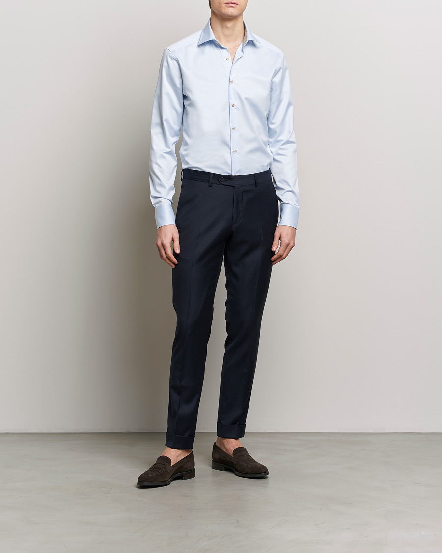 Men | Shirts | Stenströms | Slimline Multi Stripe Contrast Cut Away Shirt Light Blue