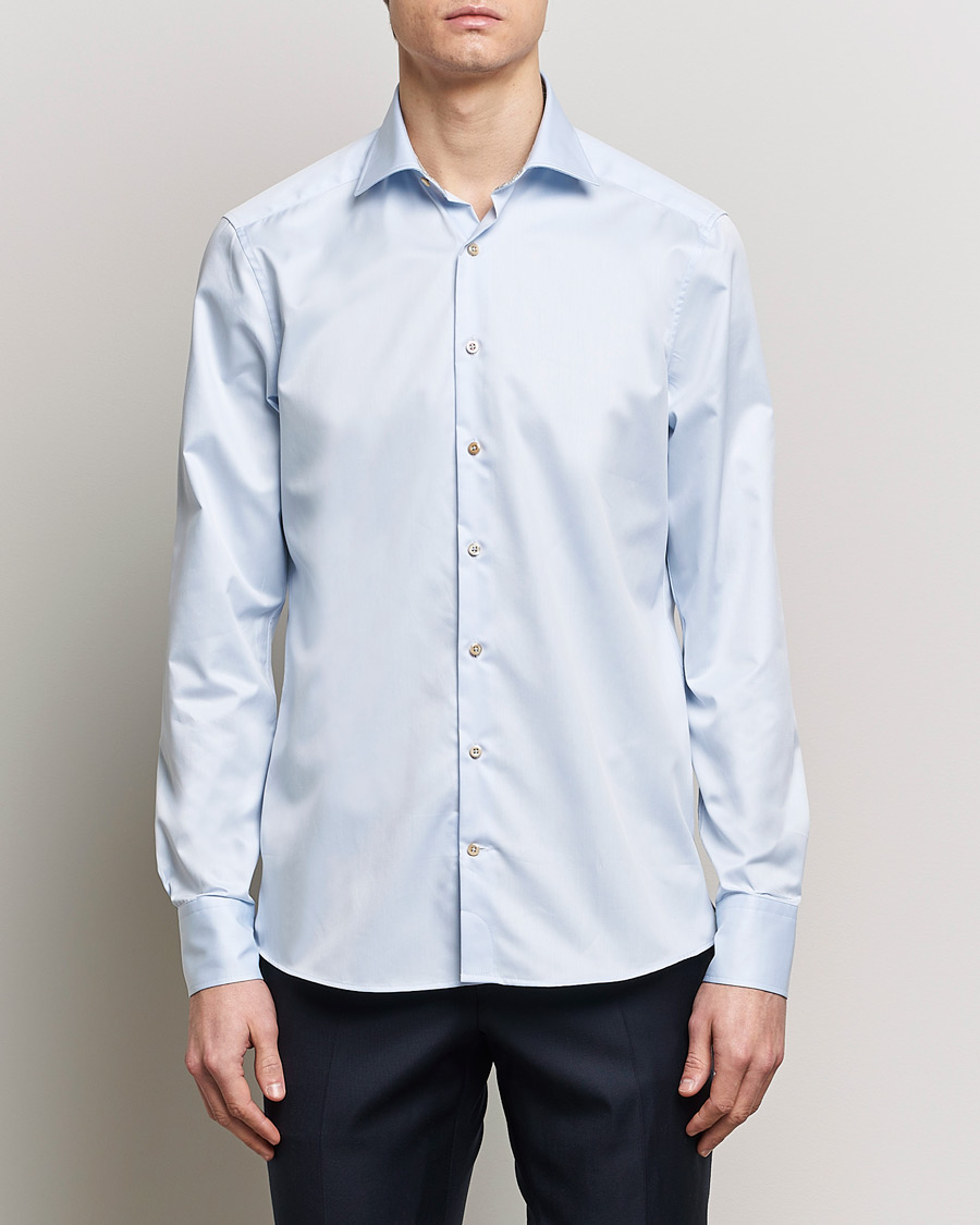 Men | Shirts | Stenströms | Slimline Multi Stripe Contrast Cut Away Shirt Light Blue