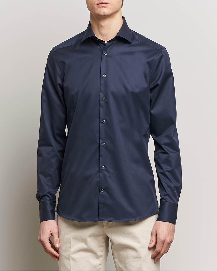 Men | Shirts | Stenströms | Slimline Multi Stripe Contrast Cut Away Shirt Navy