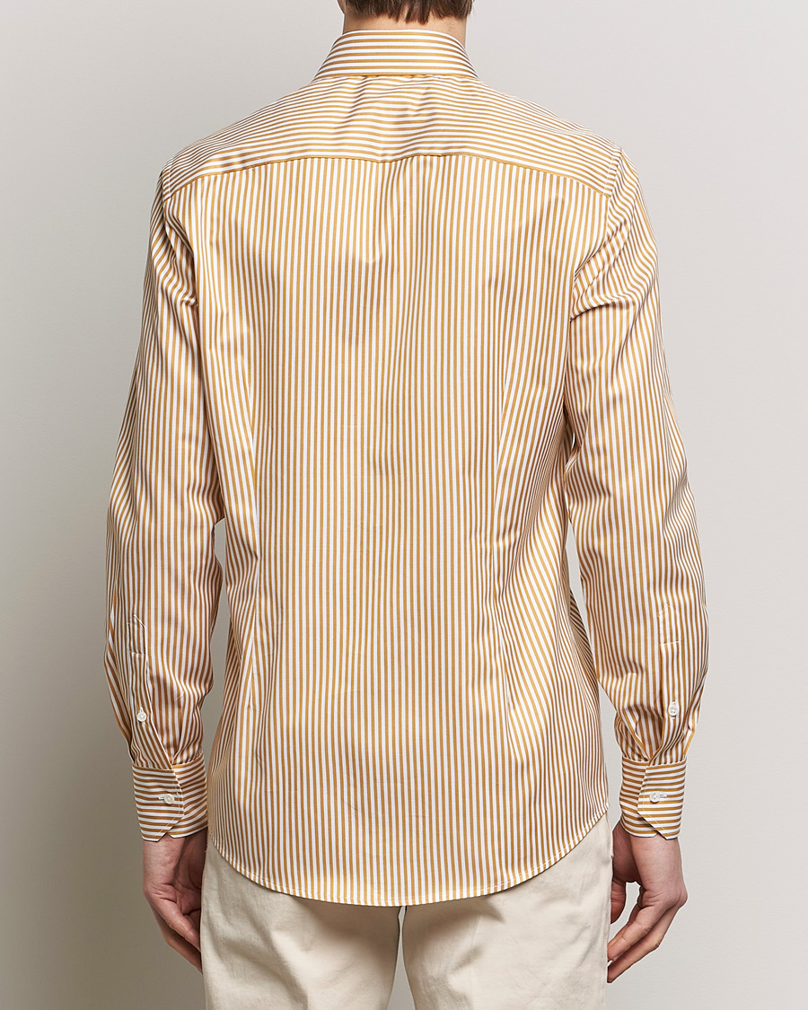 Men | Shirts | Stenströms | Slimline Cut Away Striped Shirt Yellow