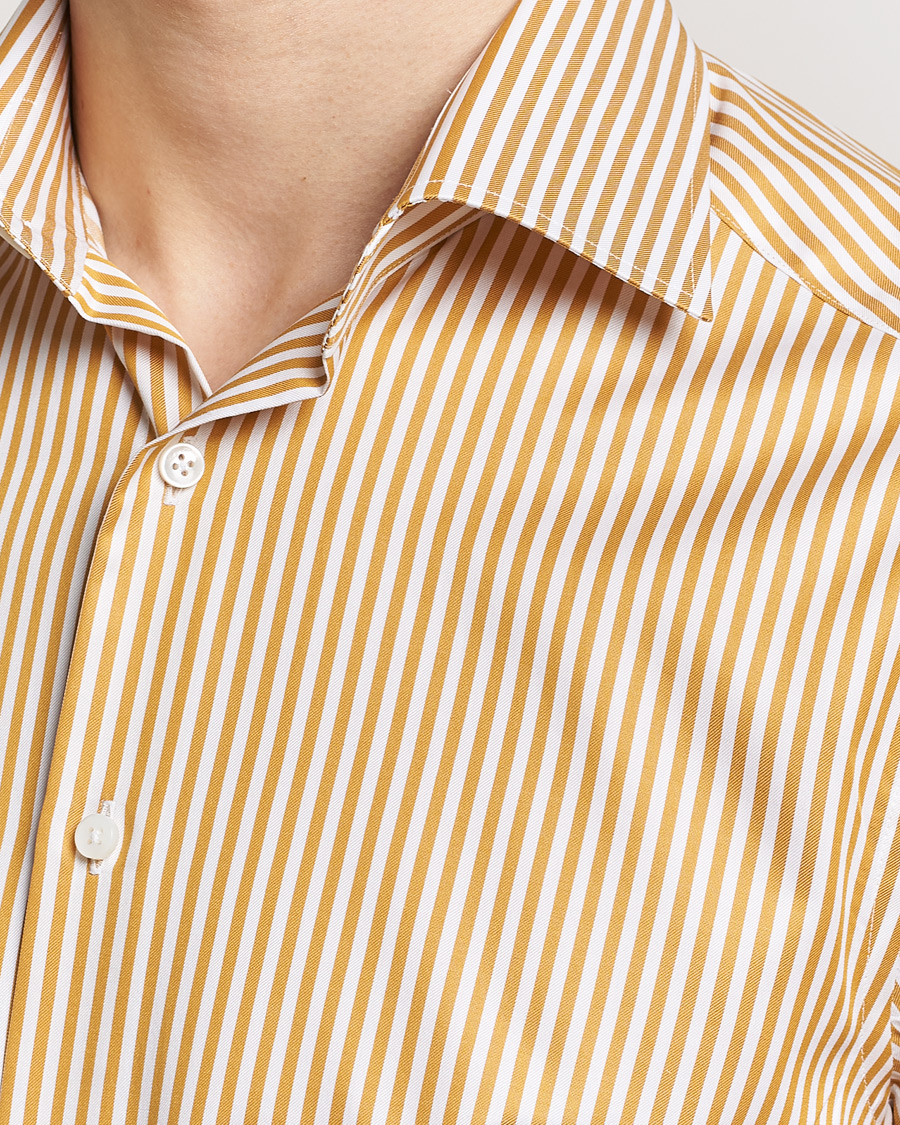 Men | Shirts | Stenströms | Slimline Cut Away Striped Shirt Yellow