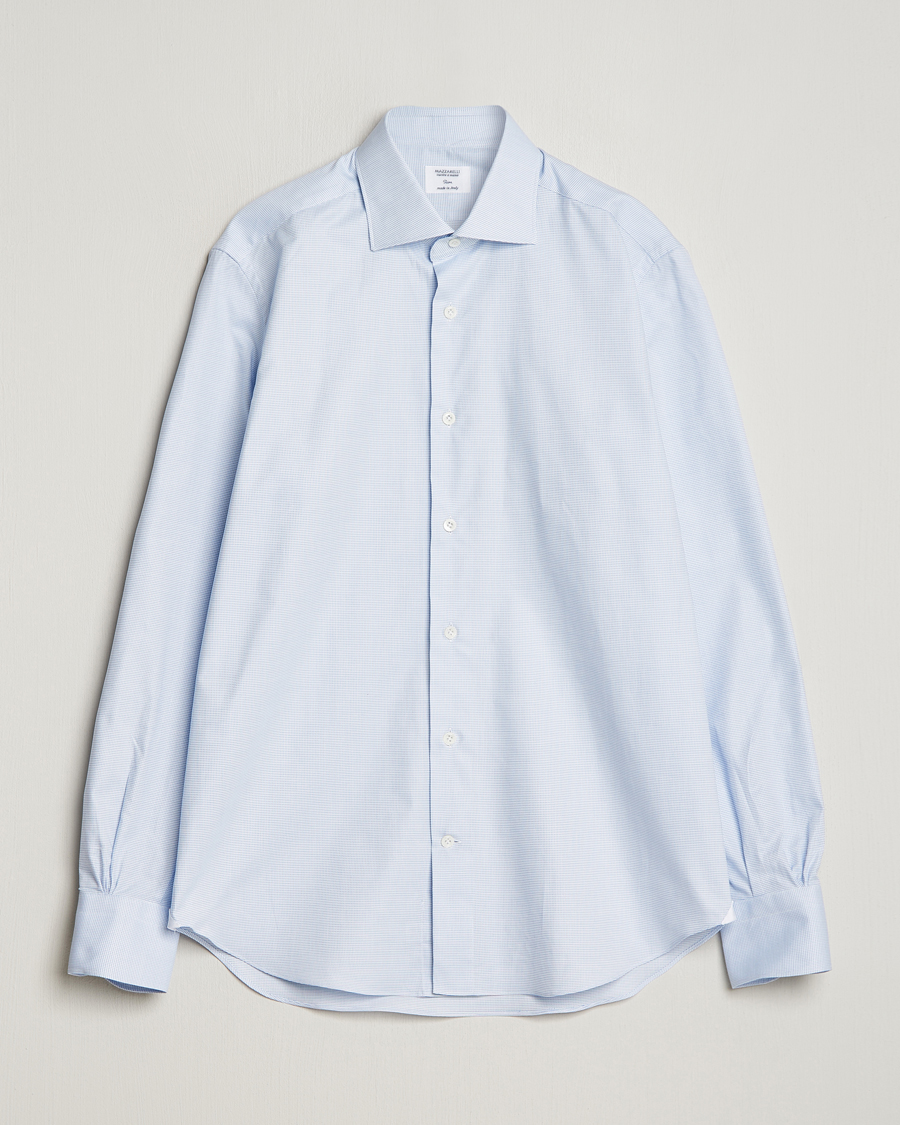 Men | Shirts | Mazzarelli | Soft Cotton Cut Away Shirt Light Blue
