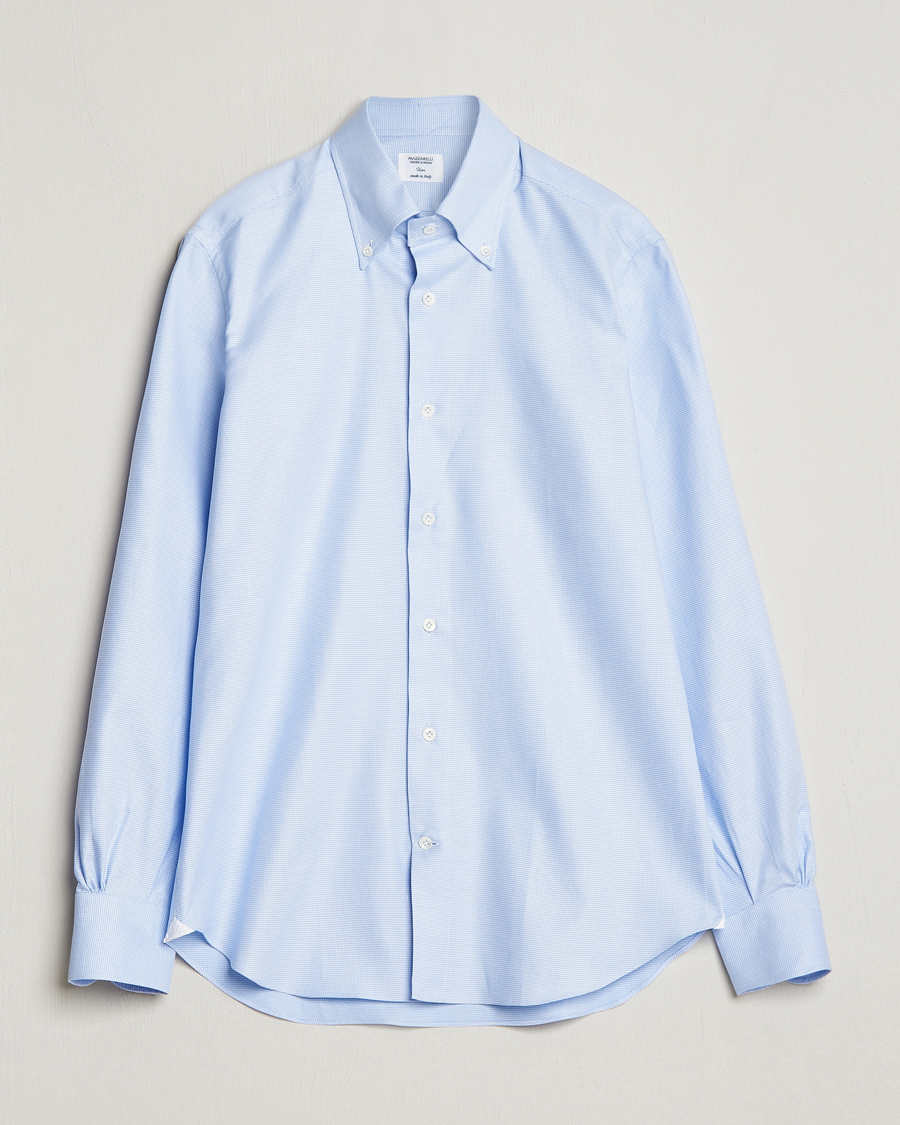 Men | Shirts | Mazzarelli | Soft Cotton Texture Button Down Shirt Light Blue