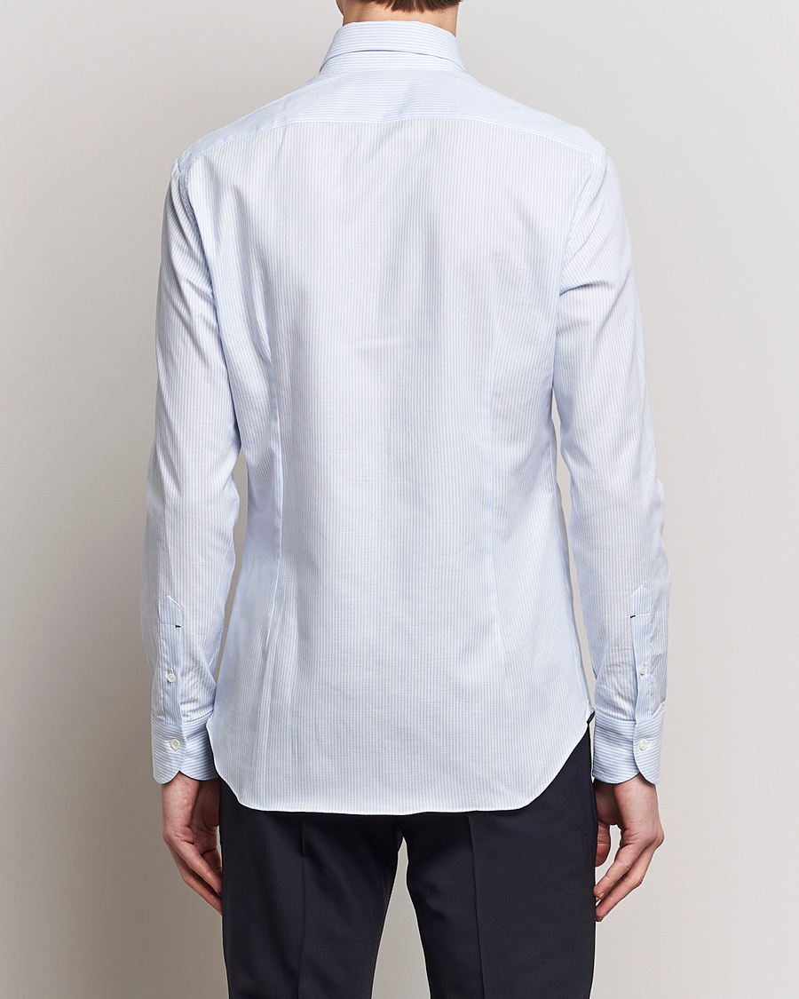 Men | Shirts | Mazzarelli | Soft Oxford Button Down Shirt Light Blue Stripe