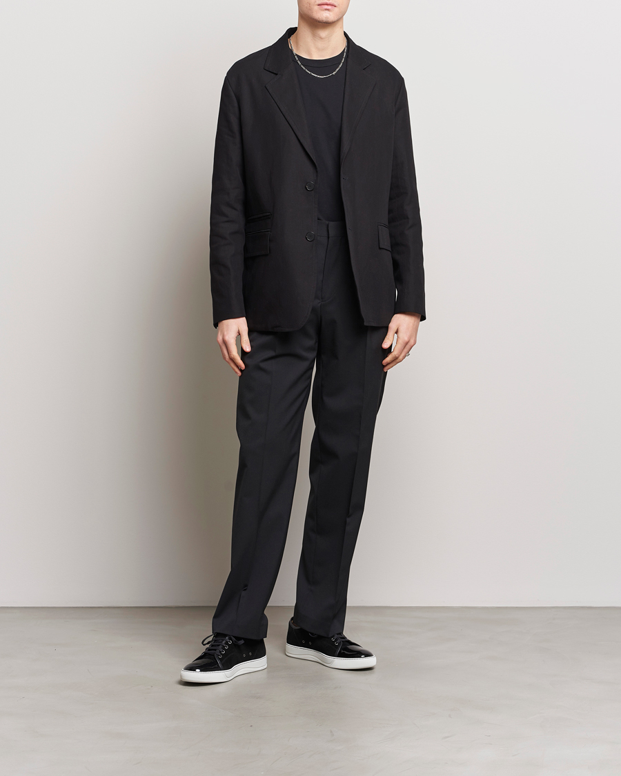 Men | Blazers | Lanvin | Deconstructed Cotton/Linen Blazer Black