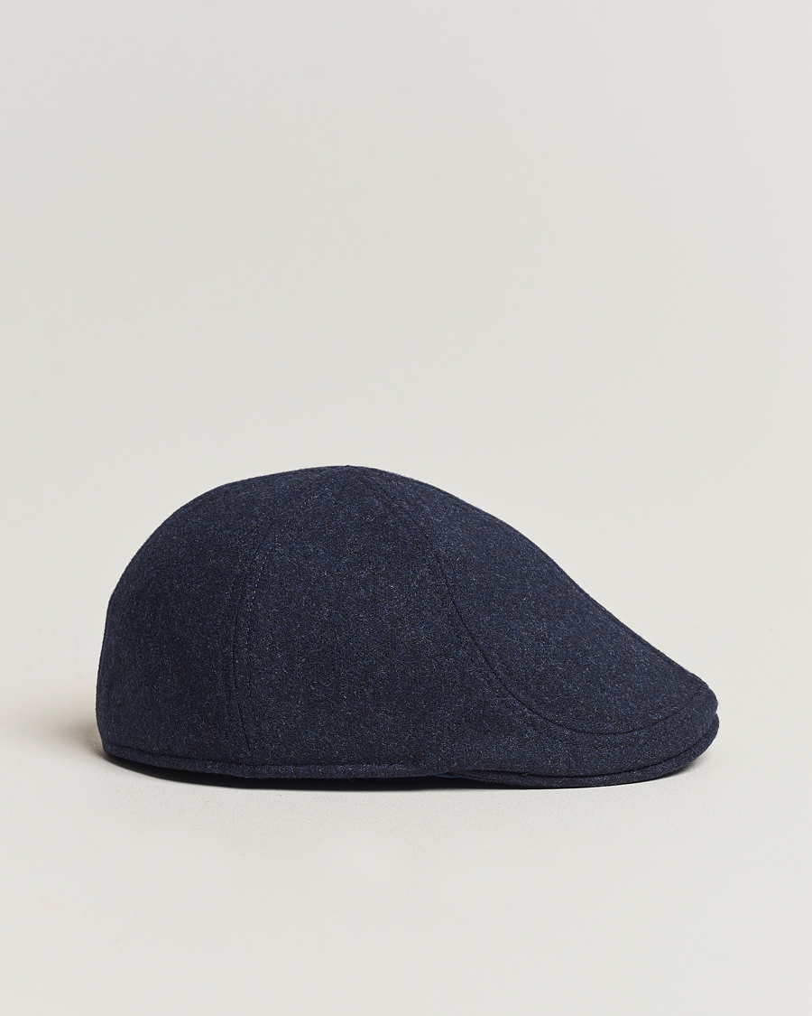 Men | Hats & Caps | Wigéns | Pub Cap Melton Wool Blue Melange