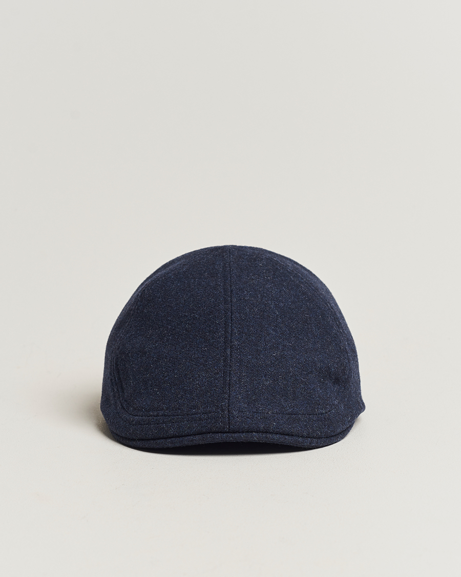 Men | Hats & Caps | Wigéns | Pub Cap Melton Wool Blue Melange