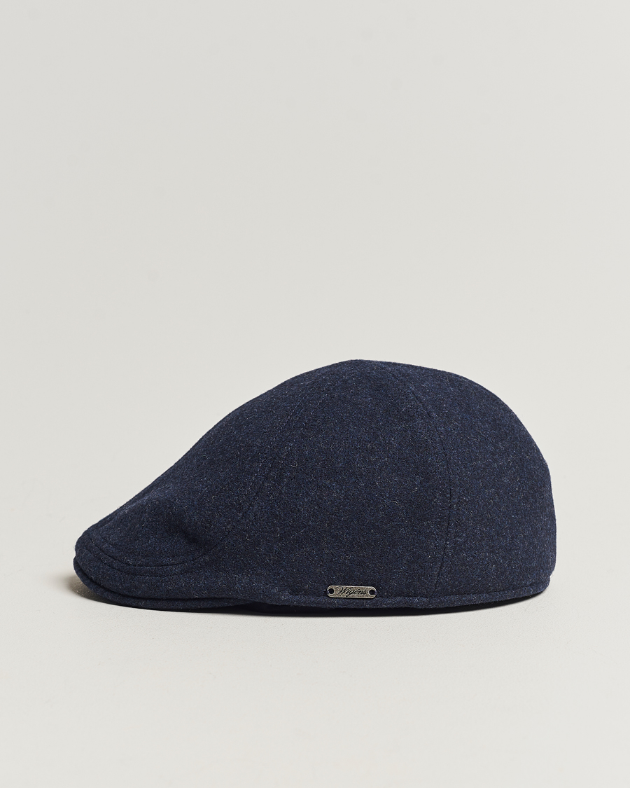 Men | Hats & Caps | Wigéns | Pub Cap Melton Wool Blue Melange