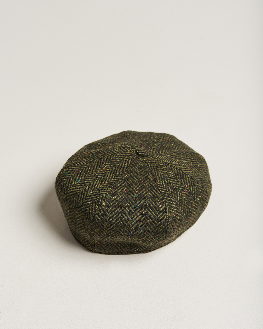 Men | Hats & Caps | Wigéns | Newsboy Retro Donegal Wool Dark Green