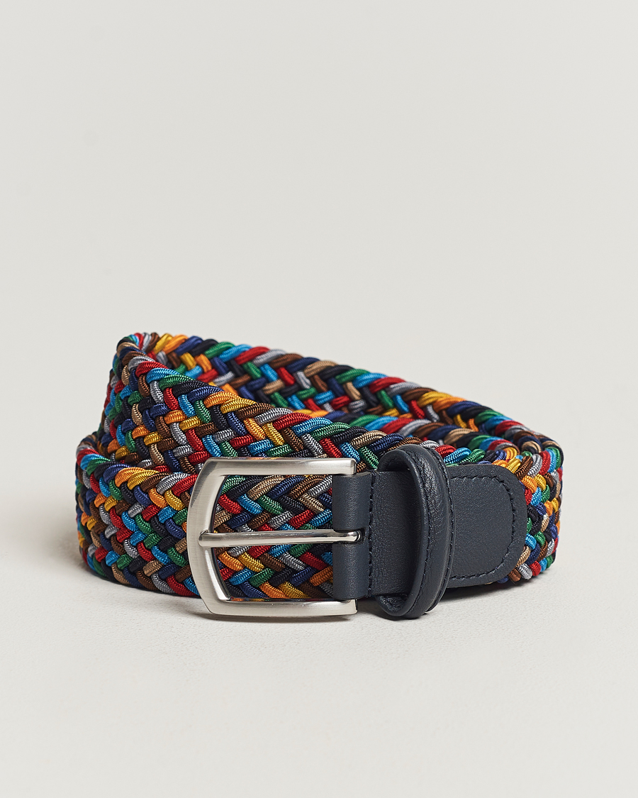 Men | Belts | Anderson's | Stretch Woven 3,5 cm Belt Dark Multi