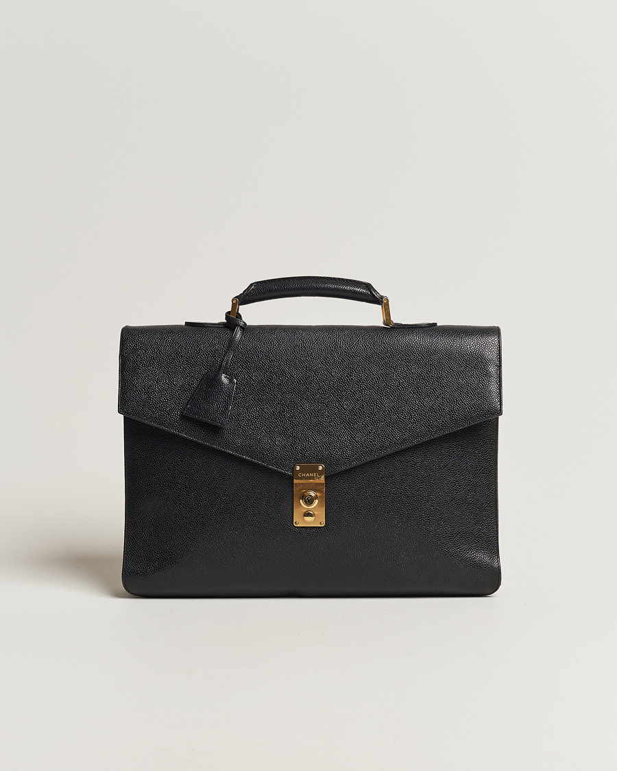 Men | Chanel Pre-Owned Portfolio Briefcase Leather Black | Chanel Pre-Owned | Portfolio Briefcase Leather Black