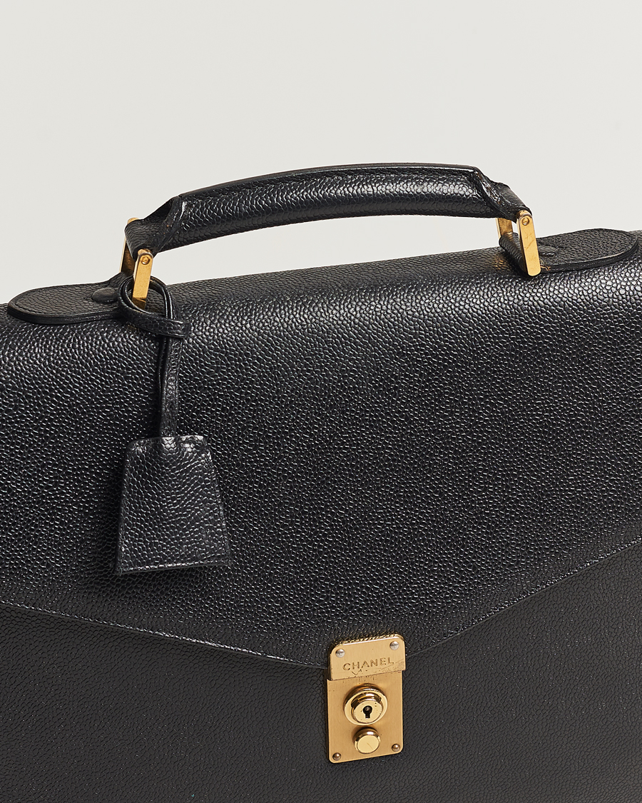 Men | Chanel Pre-Owned Portfolio Briefcase Leather Black | Chanel Pre-Owned | Portfolio Briefcase Leather Black