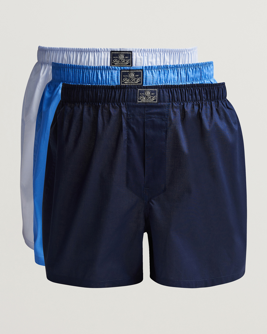 Men | Underwear & Socks | Polo Ralph Lauren | 3-Pack Woven Boxer Blue/Navy/Oxford Blue