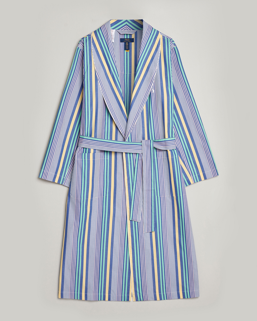 Men | Pyjamas & Robes | Polo Ralph Lauren | Oxford Striped Robe Blue/White