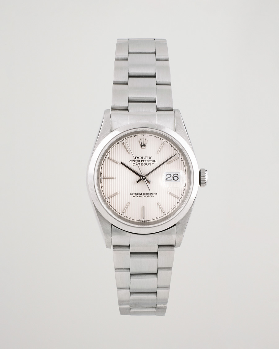 Men | Rolex Pre-Owned Datejust 16200 Oyster Perpetual Steel White Silver | Rolex Pre-Owned | Datejust 16200 Oyster Perpetual Steel White Silver