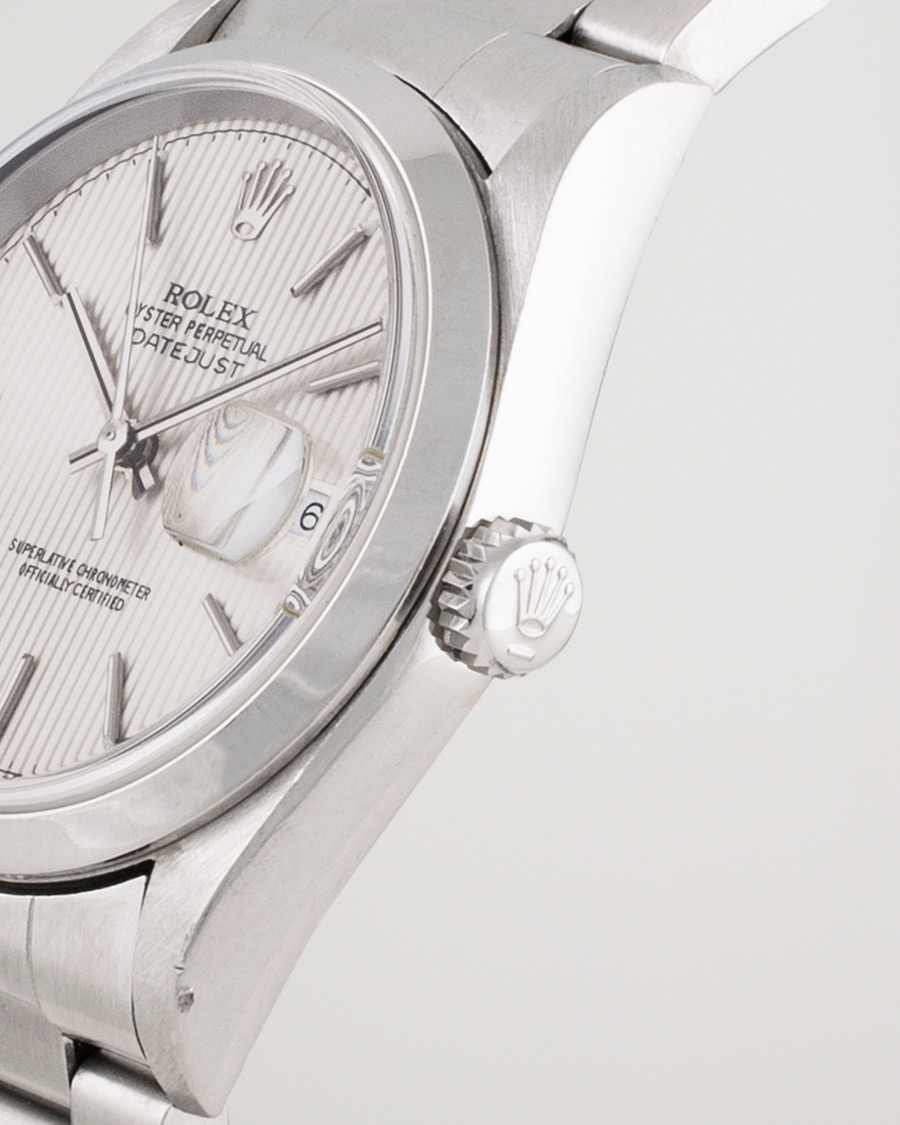 Men | Rolex Pre-Owned Datejust 16200 Oyster Perpetual Steel White Silver | Rolex Pre-Owned | Datejust 16200 Oyster Perpetual Steel White Silver