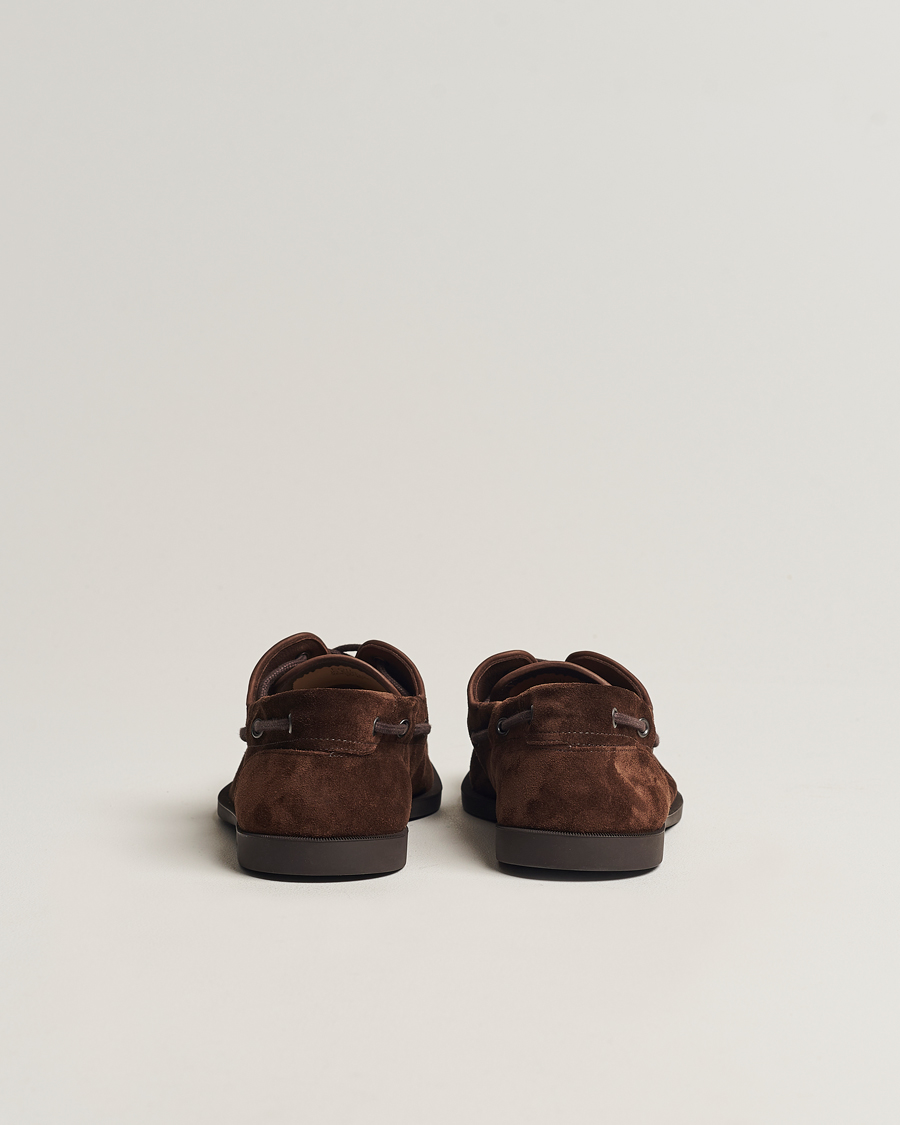 Men | John Lobb Foil Boat Shoe Dark Brown/Cognac Suede | John Lobb | Foil Boat Shoe Dark Brown/Cognac Suede