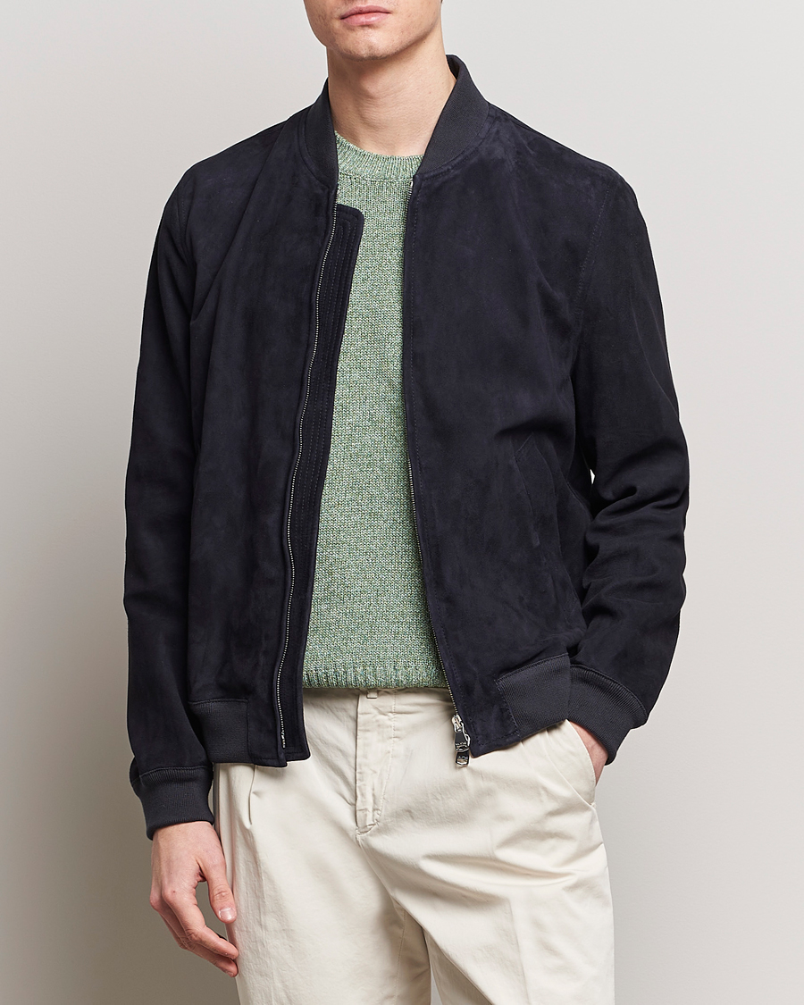 Men | Coats & Jackets | Valstar | Zip Suede Jacket Navy