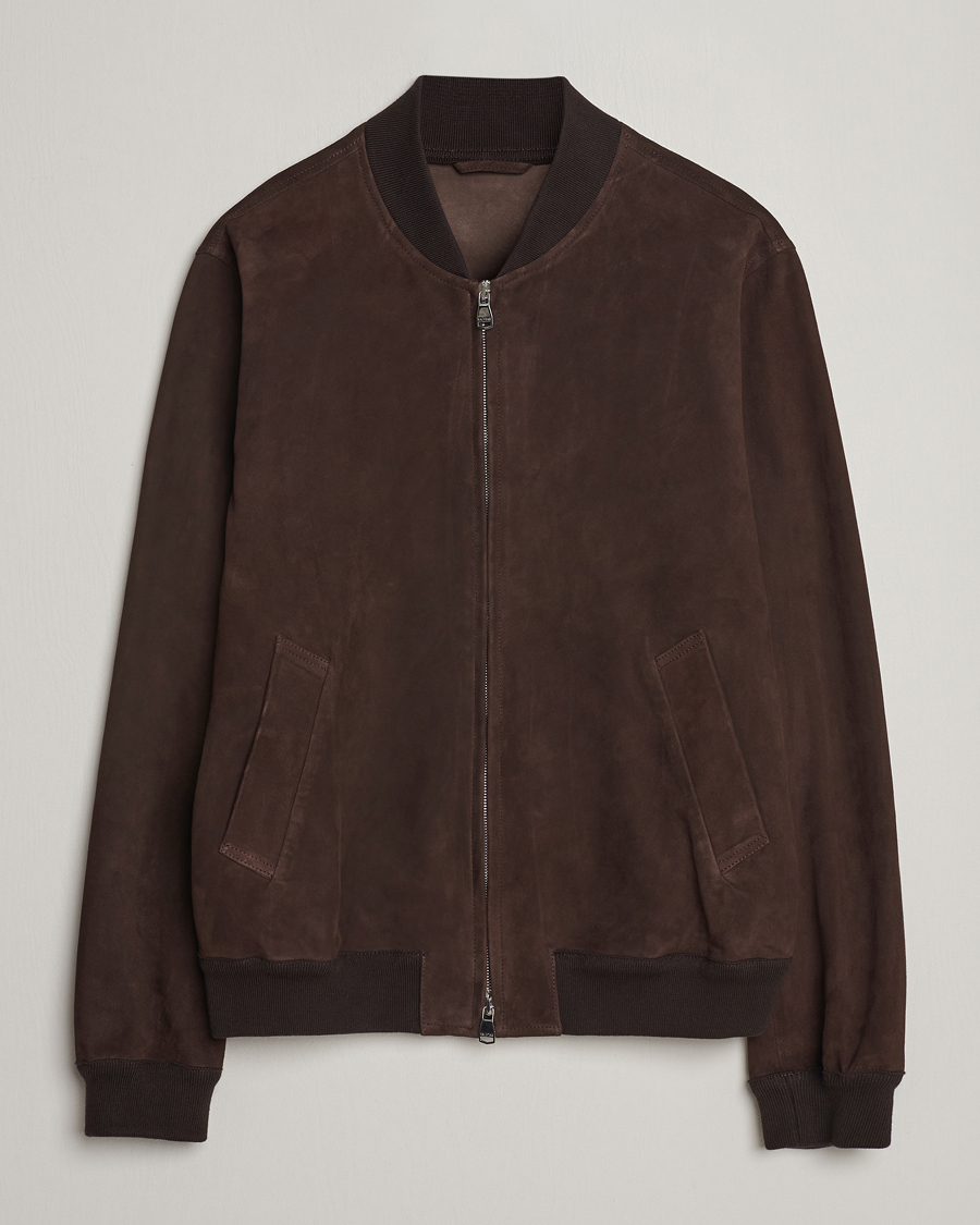 Men | Coats & Jackets | Valstar | Zip Suede Jacket Dark Brown