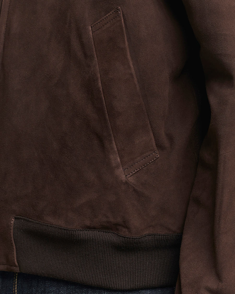 Men | Coats & Jackets | Valstar | Zip Suede Jacket Dark Brown