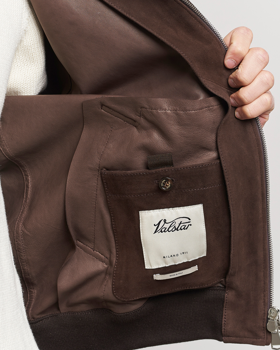 Men | Coats & Jackets | Valstar | Zip Suede Jacket Dark Brown