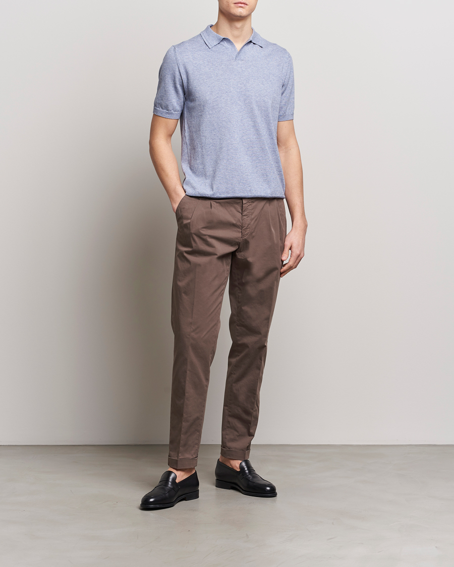 Men | Polo Shirts | Altea | Cotton/Cashmere Polo Shirt Light Blue