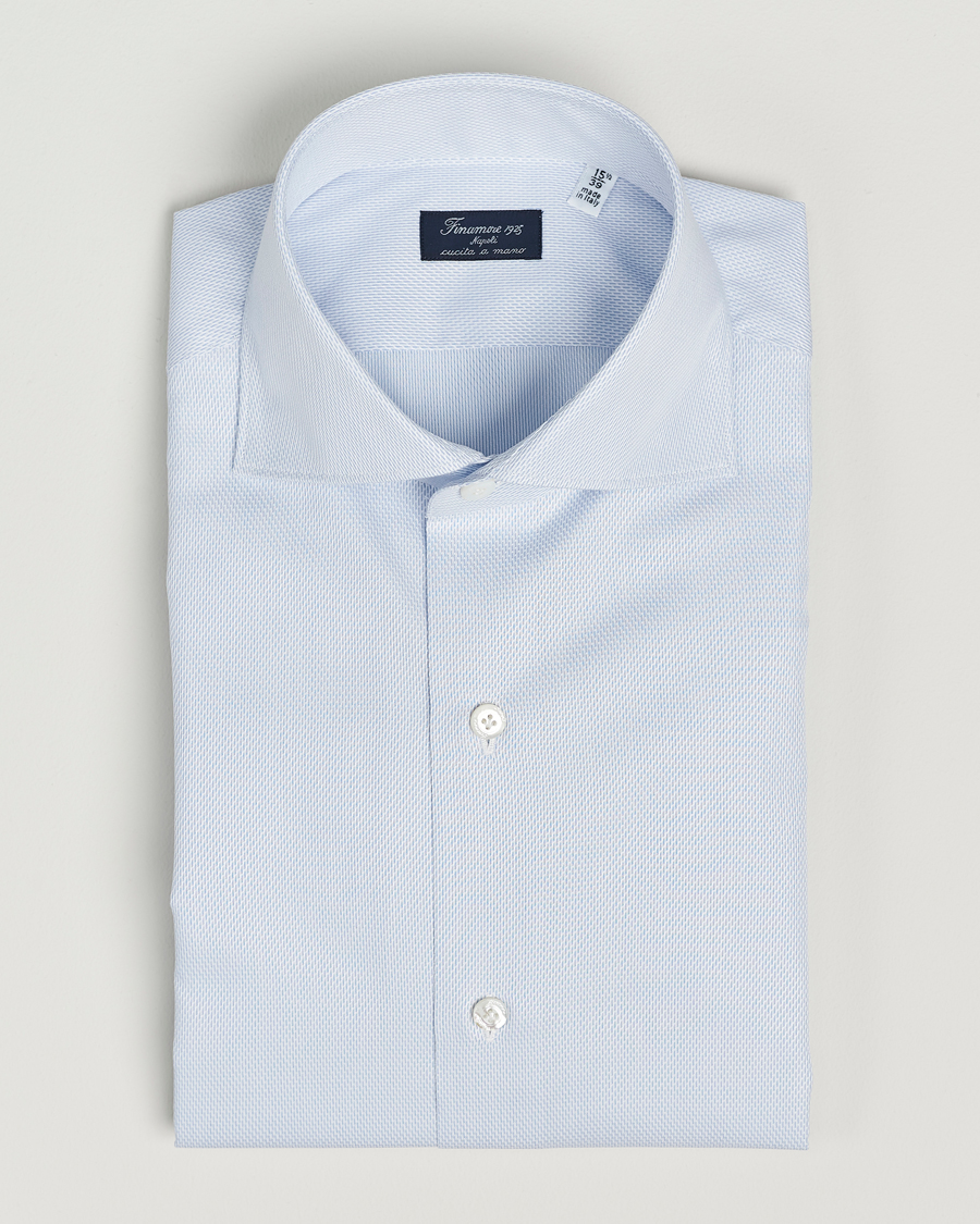 Men | Shirts | Finamore Napoli | Milano Slim Structured Dress Shirt Light Blue