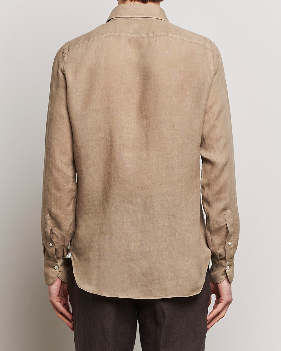 Men | Shirts | Finamore Napoli | Gaeta Linen Pocket Shirt Taupe