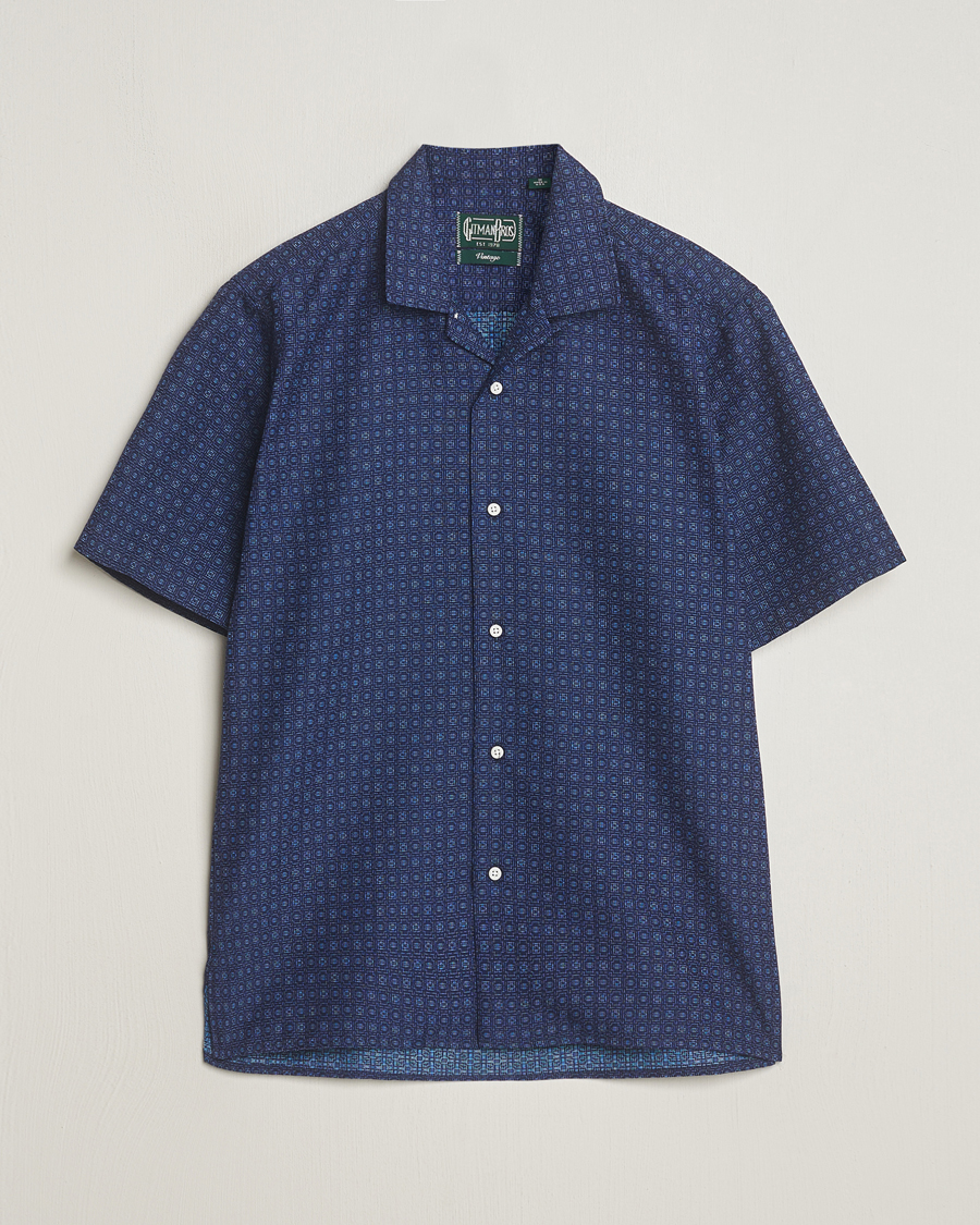 Men | Shirts | Gitman Vintage | Japanese Dobby Camp Shirt Navy