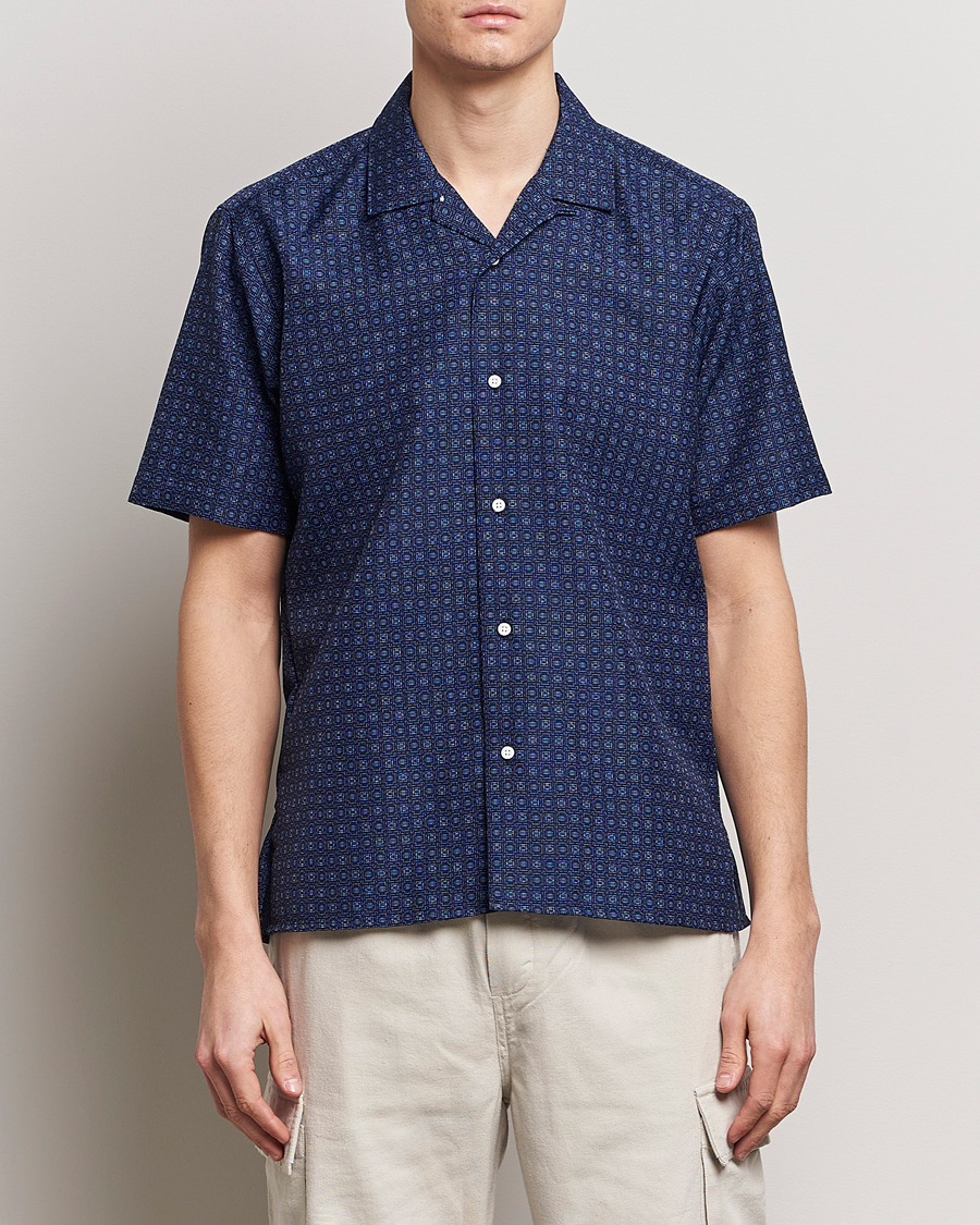 Men | Shirts | Gitman Vintage | Japanese Dobby Camp Shirt Navy
