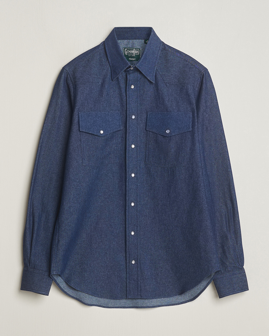 Men | Shirts | Gitman Vintage | Denim Western Shirt Dark Indigo