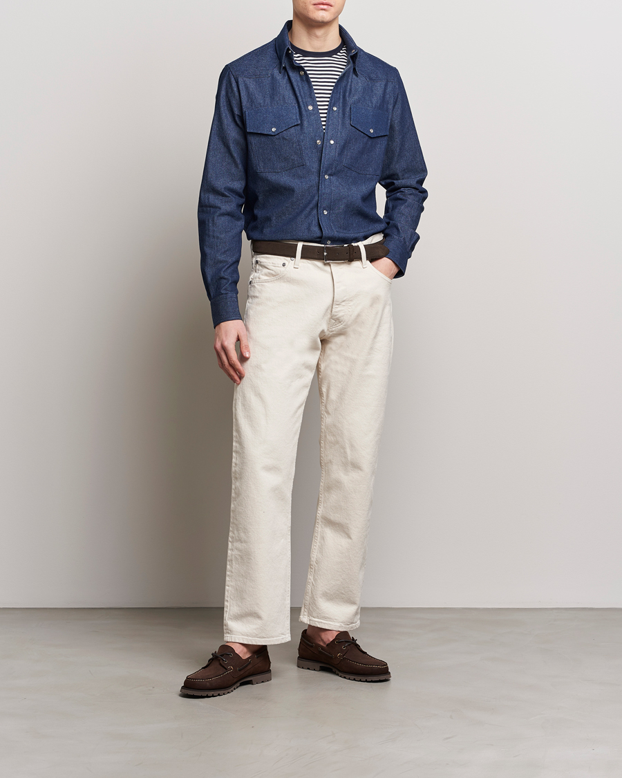 Men | Shirts | Gitman Vintage | Denim Western Shirt Dark Indigo