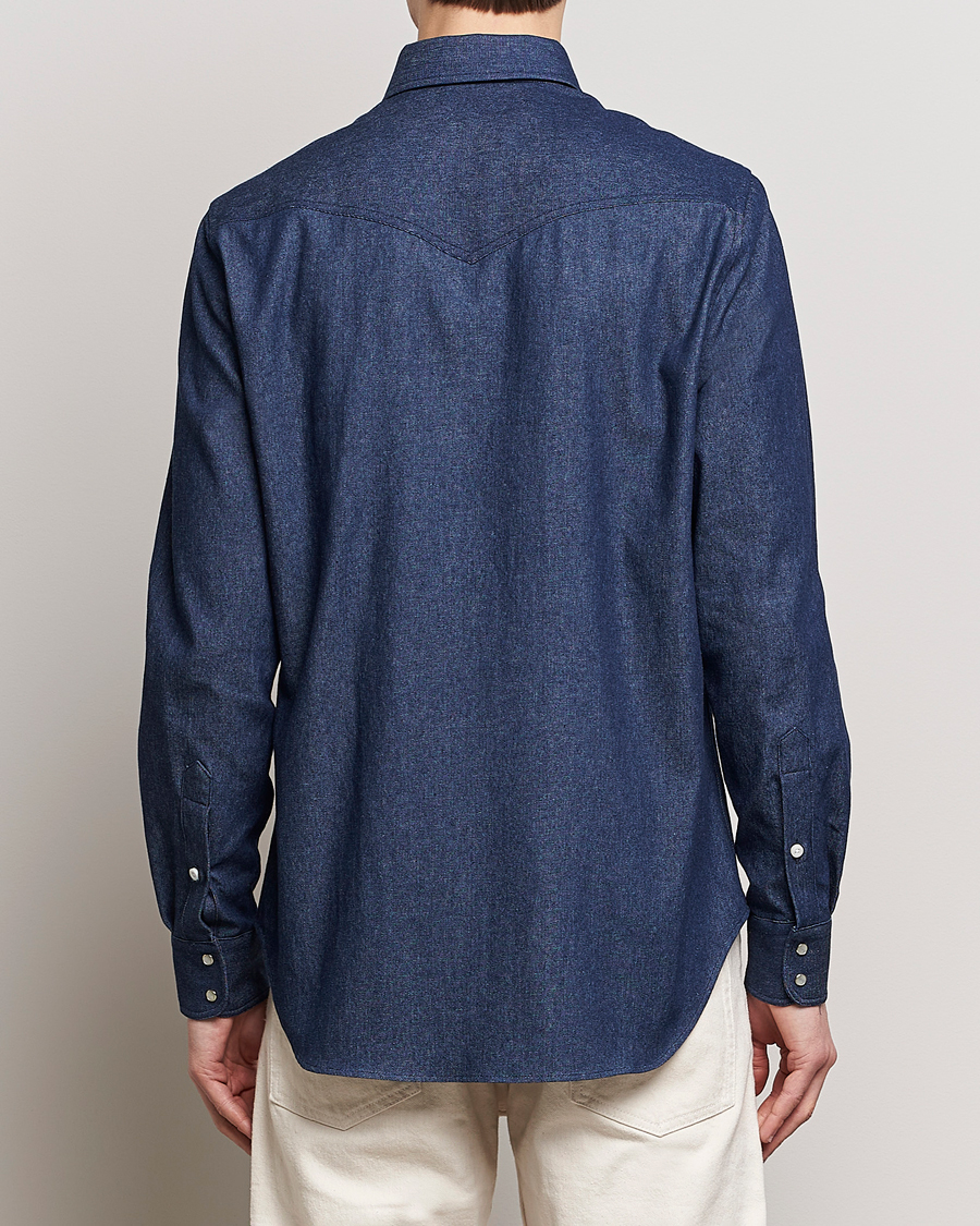 Men | Shirts | Gitman Vintage | Denim Western Shirt Dark Indigo