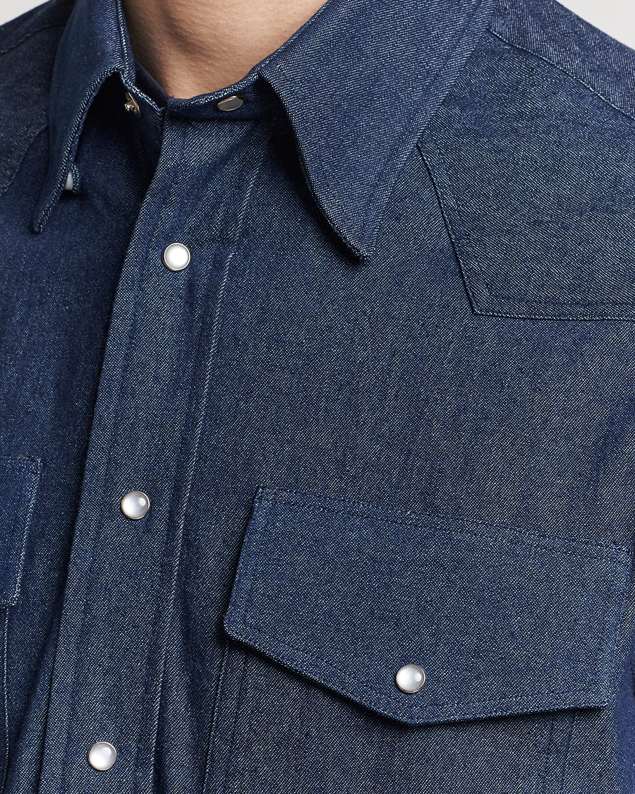 Men | Shirts | Gitman Vintage | Denim Western Shirt Dark Indigo