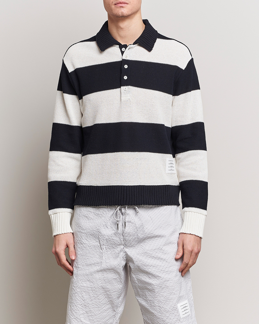 Men | Sweaters & Knitwear | Thom Browne | Long Sleeve Rugby White/Navy