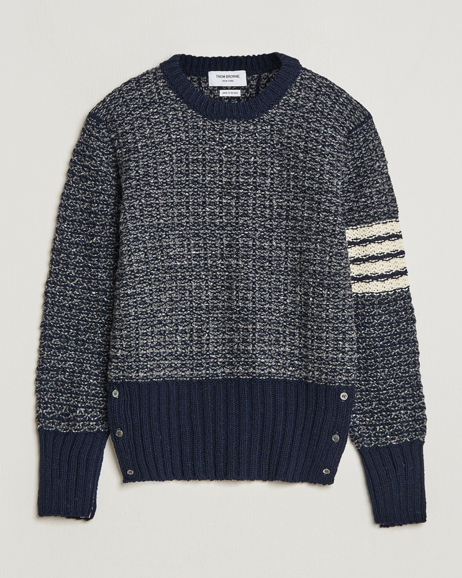 Men | Sweaters & Knitwear | Thom Browne | 4-Bar Donegal Sweater Navy