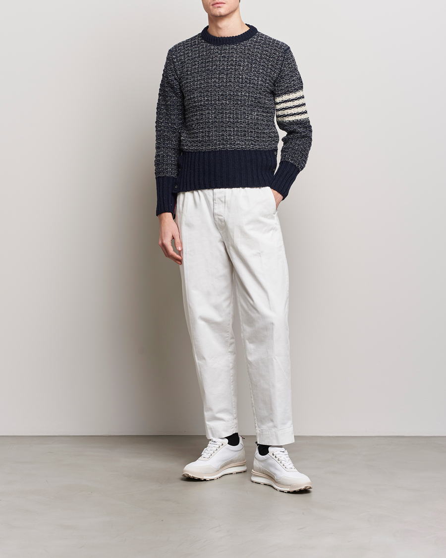 Men | Sweaters & Knitwear | Thom Browne | 4-Bar Donegal Sweater Navy